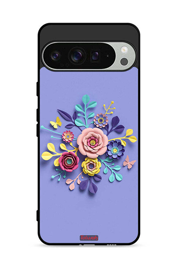 غطاء حماية لهاتف Google Pixel 9 Pro برسومات زهور فنية