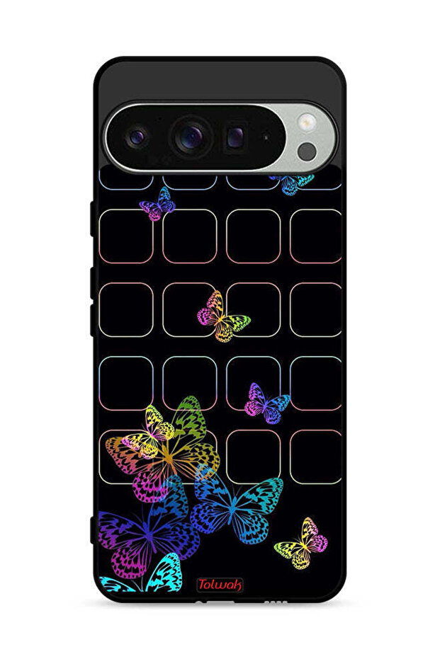 غطاء حماية لهاتف Google Pixel 9 Pro XL بنقشة فراشات ملونة