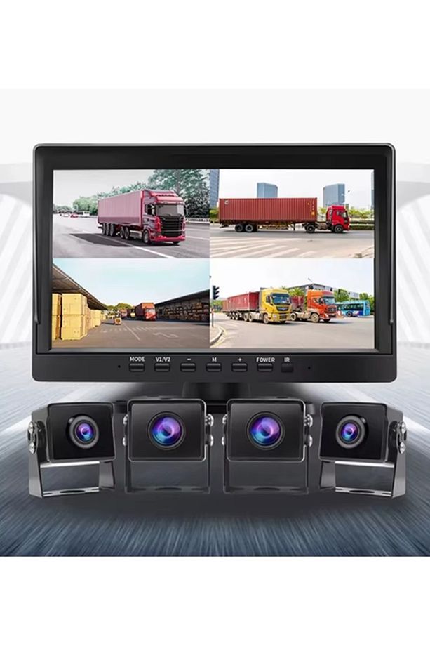 7 Inç Monitör Ve 4' lü Kamera Seti Karavan Traktör Kamyon Otobüs Tır için 4'lü Kamera Kayıt Yapar - 4