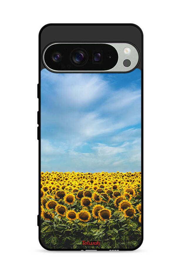 غطاء حماية لهاتف Google Pixel 9 Pro XL بطبعة عباد الشمس تحت السماء