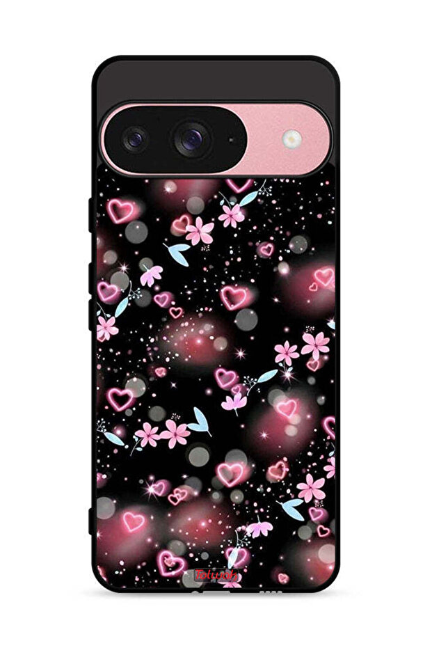 غطاء حماية لجهاز Google Pixel 9 برسومات قلوب وأزهار صغيرة