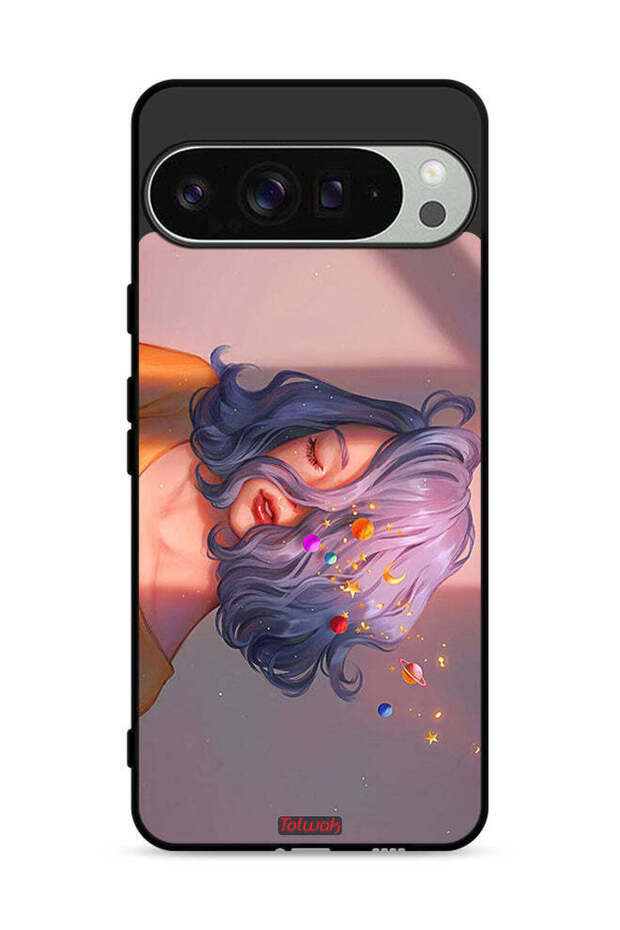 غطاء حماية لهاتف Google Pixel 9 Pro بتصميم فتاة وفن الفضاء
