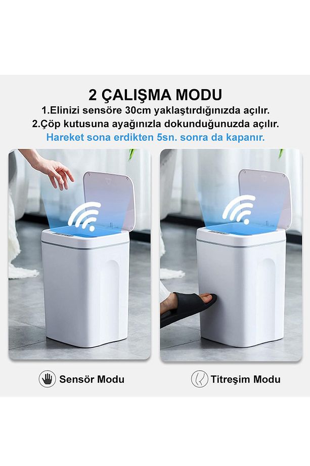 Sensörlü 16 Litre Çöp Kovası (Şarj Edilebilir Lityum Pilli) / GT-SC03N - 3