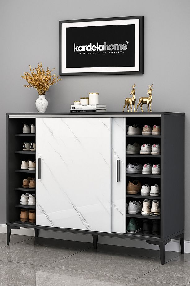 Kardela %100 MDF Ayakkabılık Çok Amaçlı Dolap Sürgülü Kapak Gövde Kapak High gloss Parlak Malzeme - 1