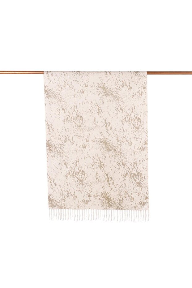 Patterned Silk Shawl - Marble Pattern - Stone - 2