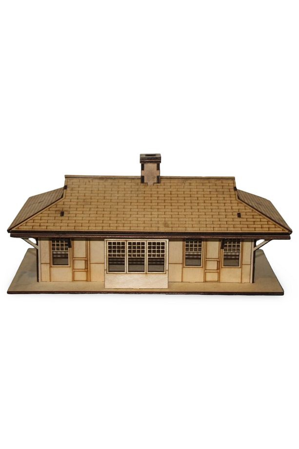 1/48 Ölçekli Ahşap Tren İstasyonu Maketi - 42 Parça 3D Ahşap Tren İstasyonu - 5