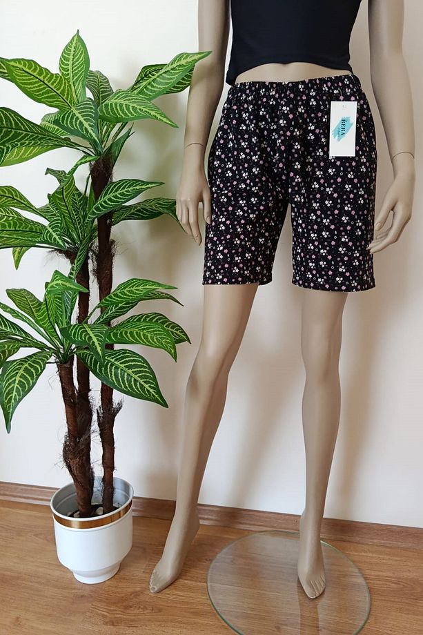Kadın Pıtırcık Çiçekli Yumuşacık Soft Dokulu Penye Şort - 3