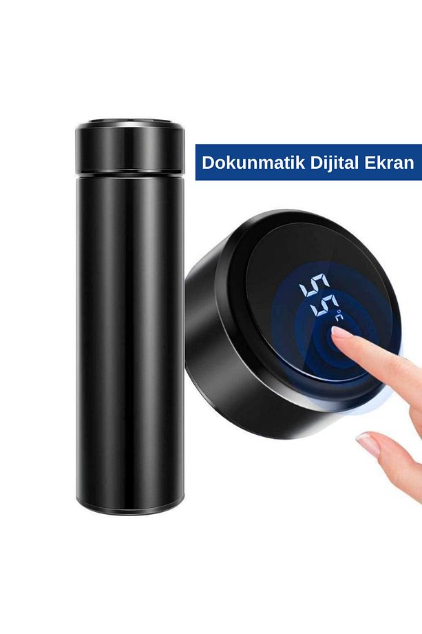 Sıcaklık Göstergeli Termos Dijital Ekranlı Paslanmaz Çelik Akıllı Termos Isı Takibi Sağlayan Kapaklı - 5