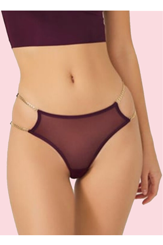 Tulle Chain Detailed Brazilian Panties