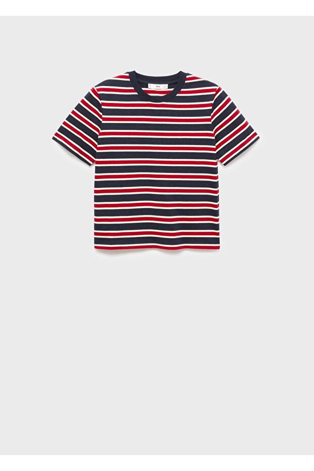 Pamuklu çizgili tişört - 3