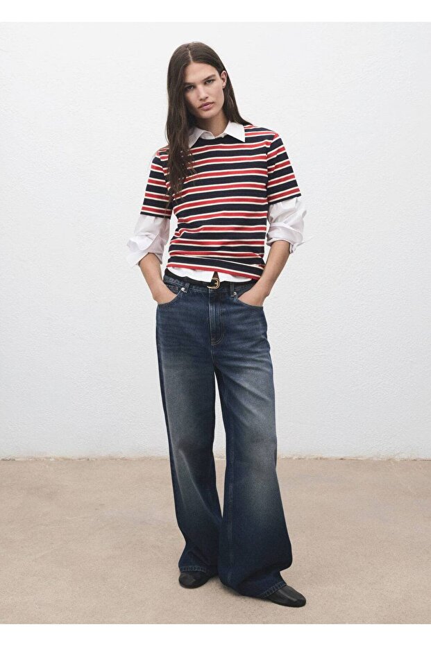 Pamuklu çizgili tişört - 2