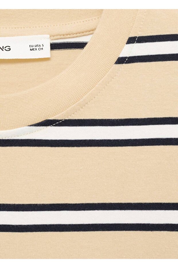 Pamuklu çizgili tişört - 8