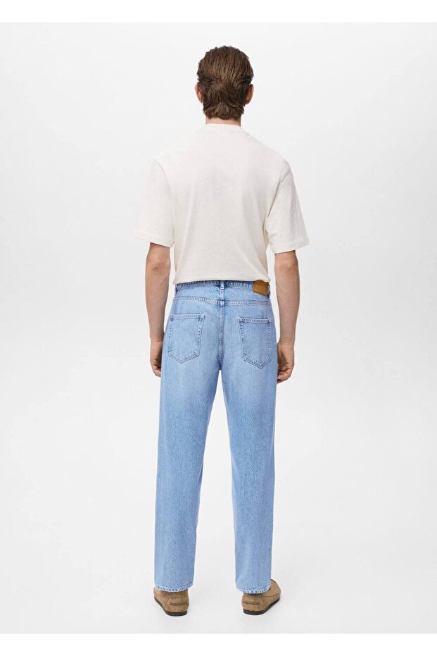 Pamuklu regular waist jean pantolon - 4