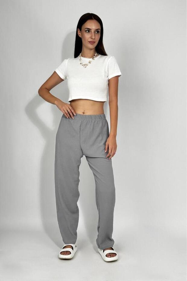 Women's Elastic Waist Ayrobin Tracksuit Pants Gray