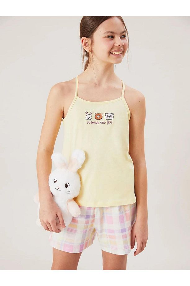 Desenli Kız Çocuk Şortlu Pijama Takımı (S5) - 1