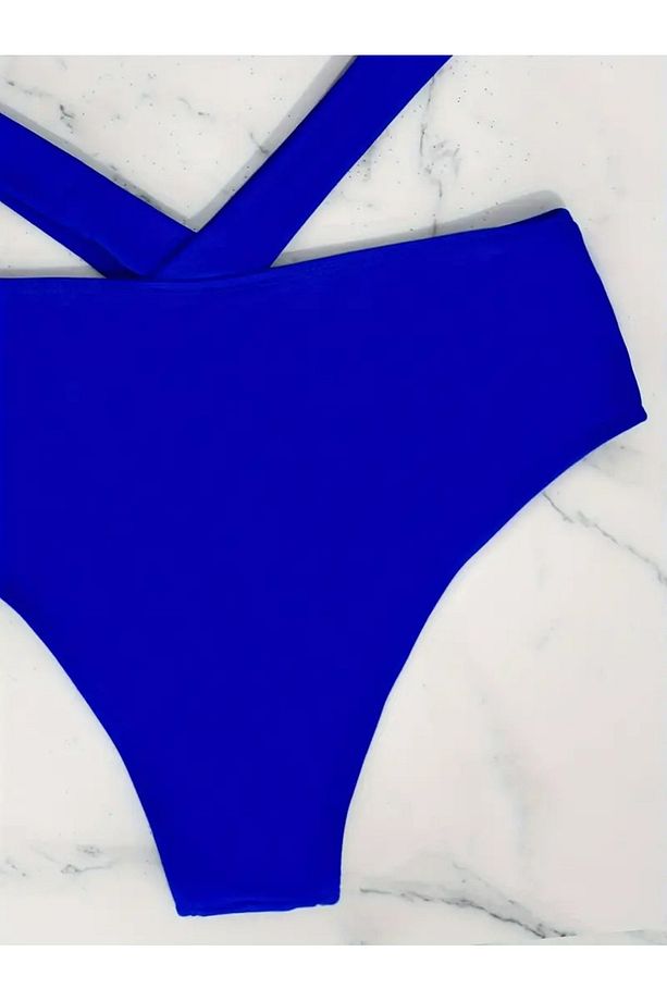 Çapraz Askılı Yüksek Bel Bikini Takımı - 5