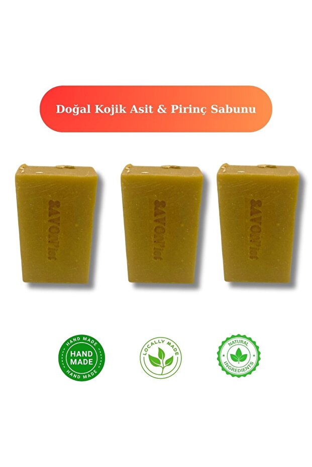 Natural Kojic Acid & Rice Soap Brightening Anti-Blemish Cold Process Soap 3 Pieces