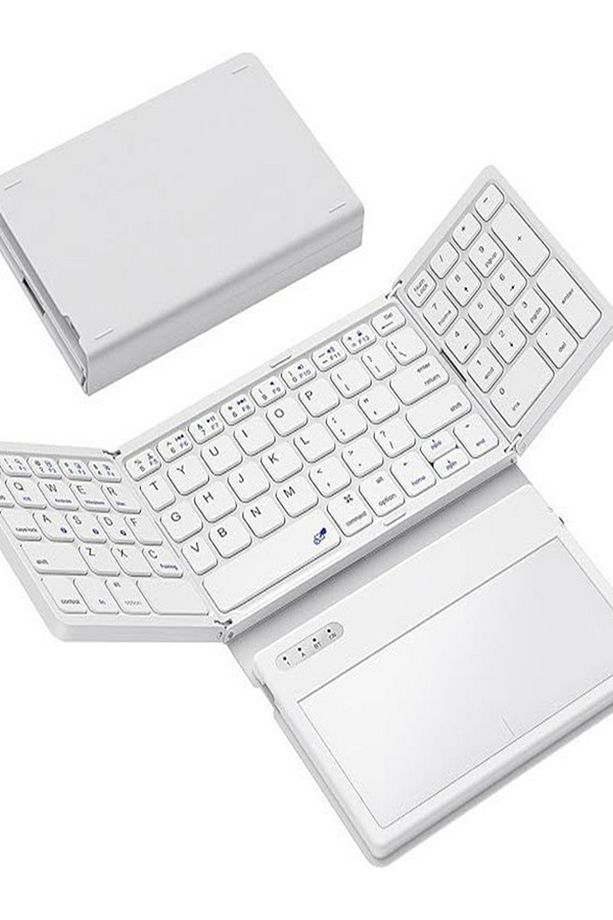 Katlanabilir Beyaz Bluetooth Klavye + Touchpad Ultra Taşınabilir Type-C Şarj - 2