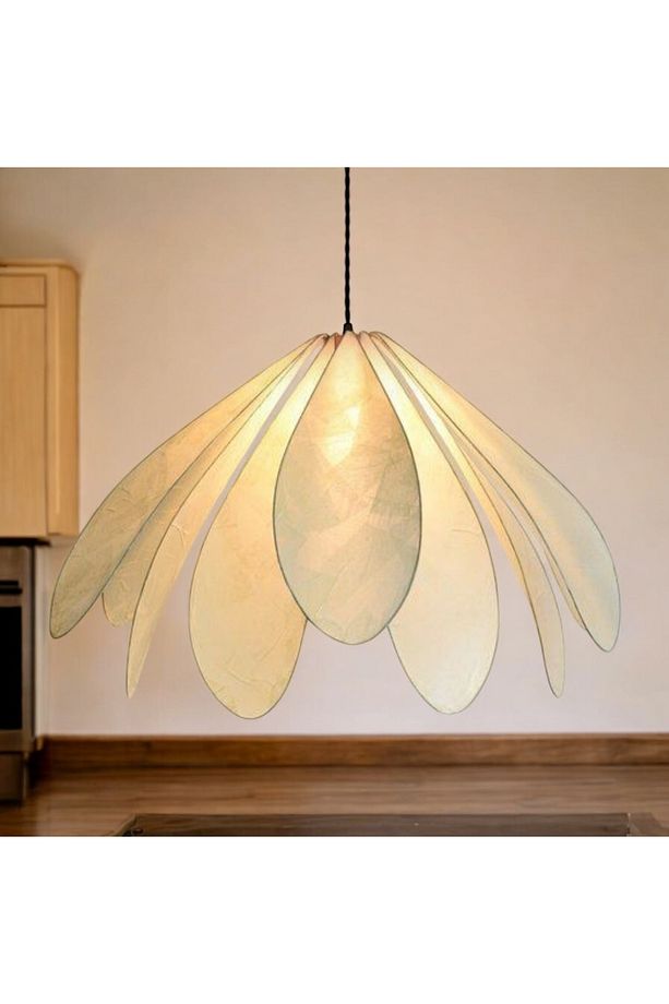 Modern Avize Fico Flower Sarkıt Avize Ekru Kumaş Şık Görsellik Katar - 2