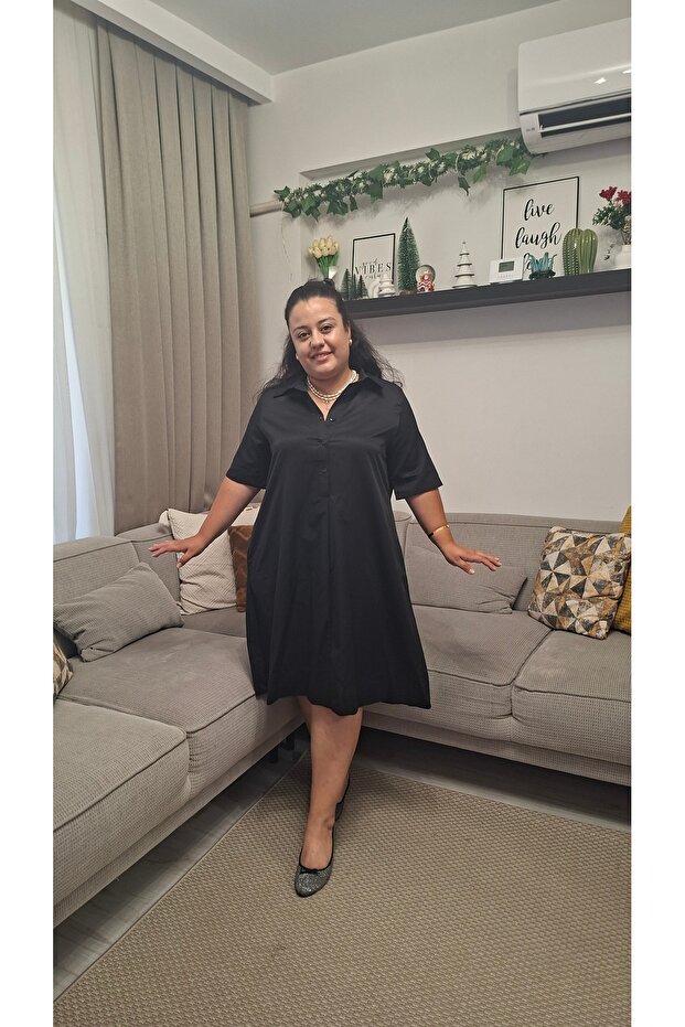 Siyah Gömlek Elbise - 2