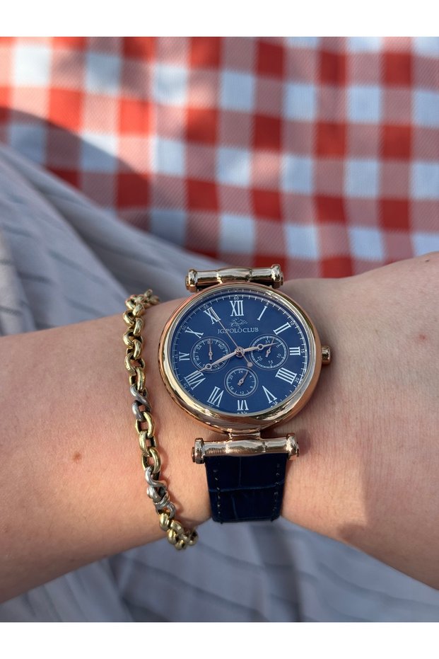 Jg.Polo Club Dark Blue Color Function Leather Cord Steel Color Do Not Change Women's Watch