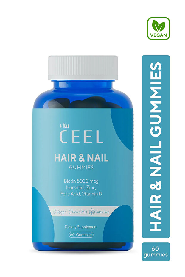 Vita Ceel Saç ve Tırnak Vitamini Çiğnenebilir Vegan Gummy Vitamin D, Biotin, Çinko, Folik Asit, At Kuyruğu