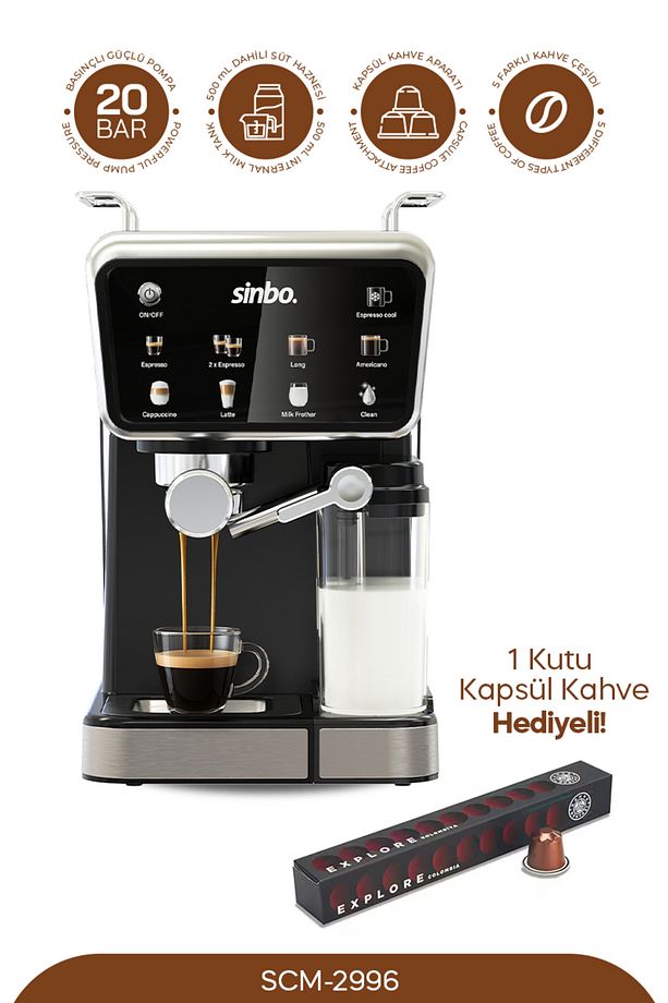 SCM 2996 -Kapsül Kahve Aparatlı Espresso Makinesi - 1