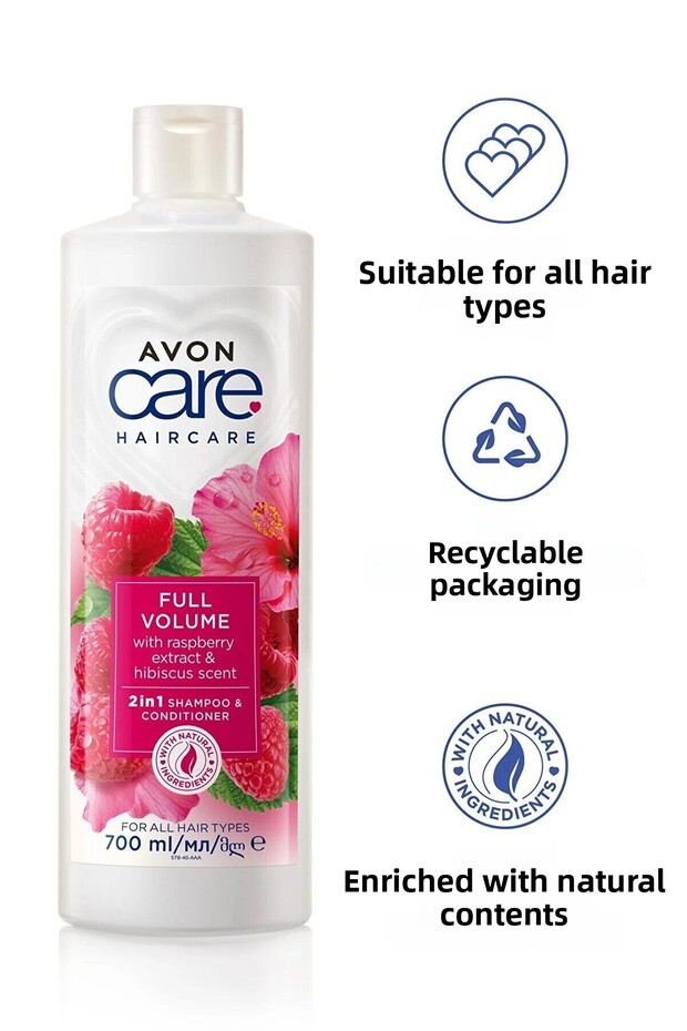 700 Ml Care Raspberry and Hibiscus Scented Shampoo and Conditioner - 3