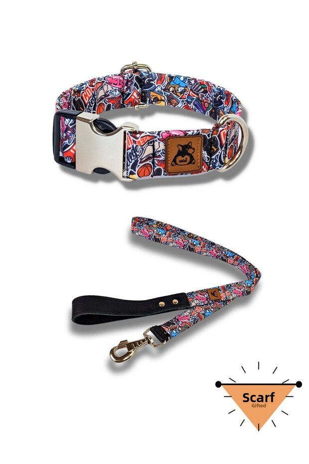 Street Dog Collar and Leash Set (with free scarf)