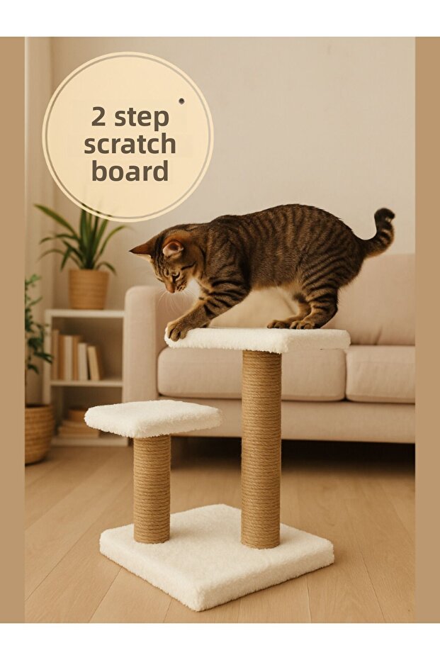 44 cm Cat Scratching Board with Two Steps/Stepl, Play, Exercise, Scratching, Resting Area