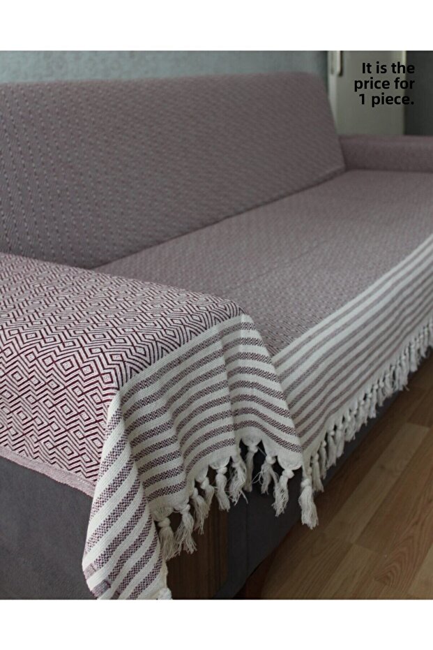 Large Size Burgundy Cotton Sofa Cover Covering the Arms,