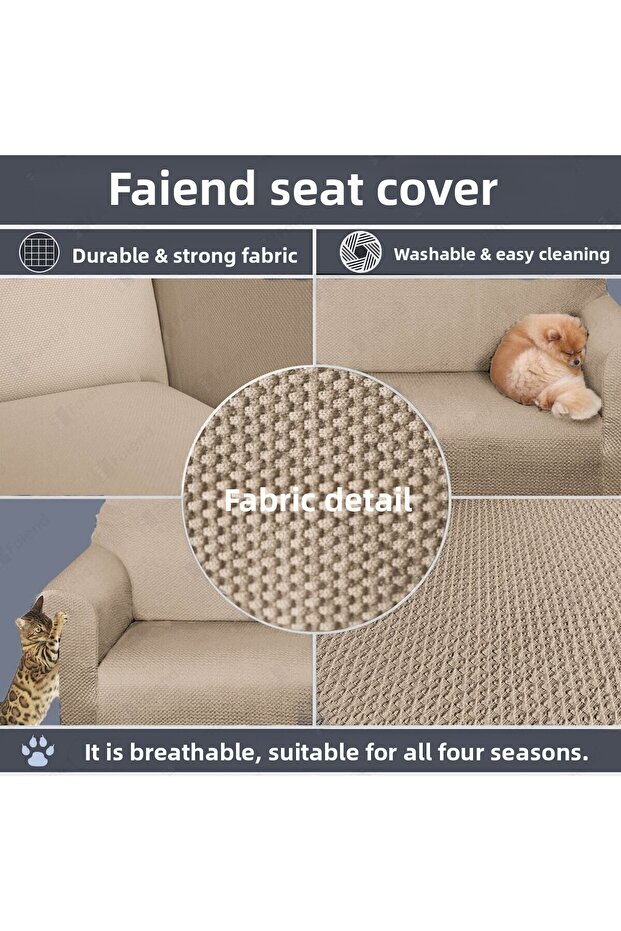 Mink Elastic Ballet - 3+3+1+1 Sofa and Sofa Cover Set - 4