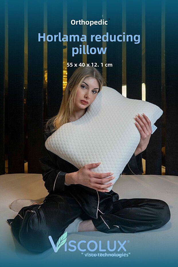 Snoring Reducing Pillow - Anti-Snoring Orthopedic Visco Pillow Blue 55X40X12/10