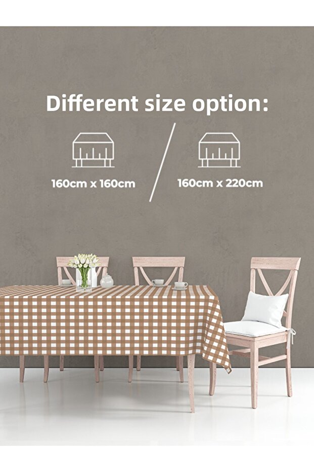 مفرش طاولة بني مقاس 160×220 سم - 2