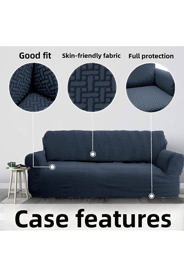 Stretch Elastic Jacquard Brick Patterned Sofa Cover Set - 3 3 1 1 Flexible Sofa - 5