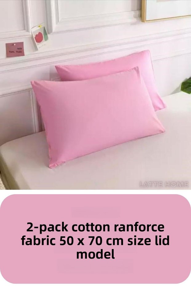 Pink Colored Ranforce Cotton Fabric Cover Model Pillowcase 2-Pack 50X70 cm Size