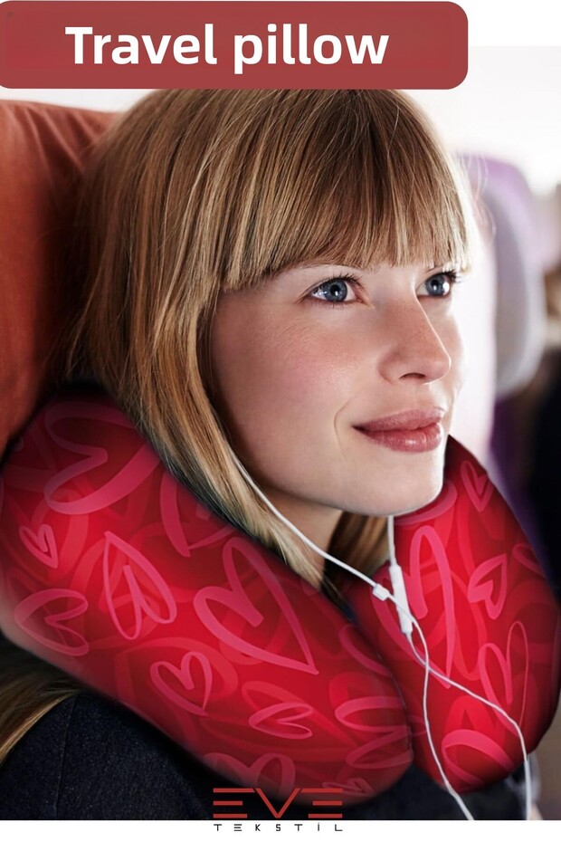 Visco Neck Rest Orthopedic Travel Pillow - Hypoallergenic Love Pattern
