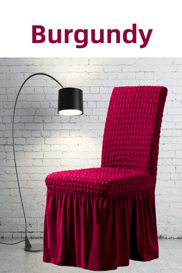 1Pc Wrapped Chair Cover. Elastic, Flexible, Washable Chair Cover with Skirt