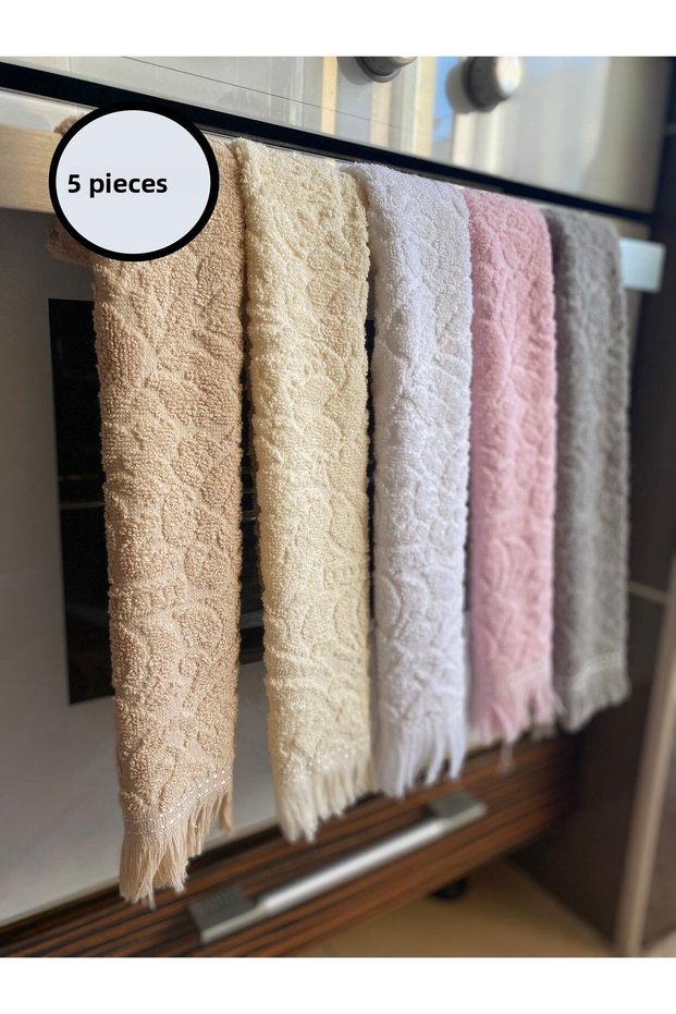 Kitchen Towel Set of 3 Jacquard Tasseled 100% Cotton Stylish Design 30x50