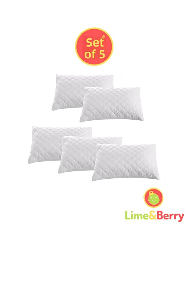 مجموعة Lime&Berry مكونة من 5 قطع - مرتبة وسادة واقية، نمط مبطن، 50x70 سم