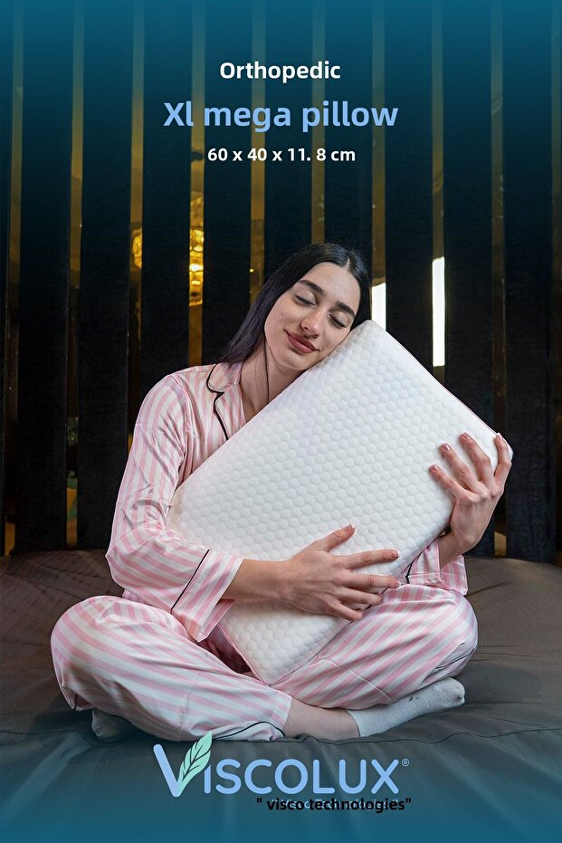 Mega Size Orthopedic Pillow - Visco Pillow with Neck Support Pink 60X40X11/8