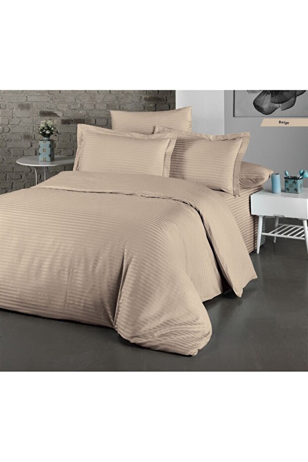Gold Satin Deluxe 100% Cotton Double Duvet Cover Set