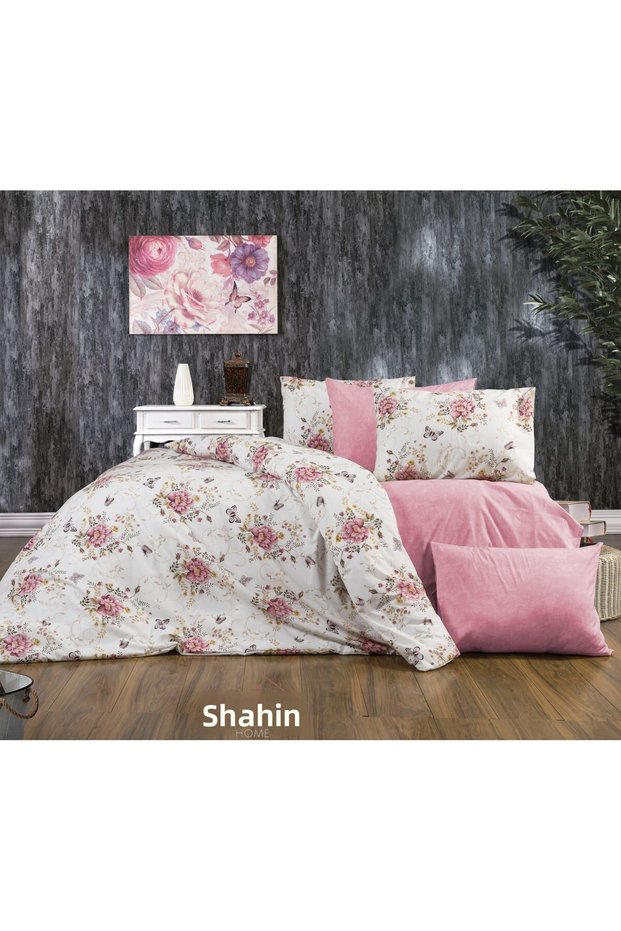 Pink Flower Butterfly Duvet Cover Set, Fitted Sheet, Single Duvet Cover Set
