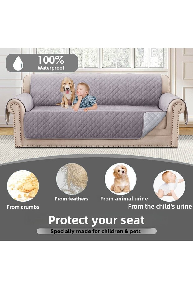 Lint and Stain Resistant Washable Sofa Cover Set with Liquid Repellent Feature 3 3 1 1 Sofa Shawl - 2
