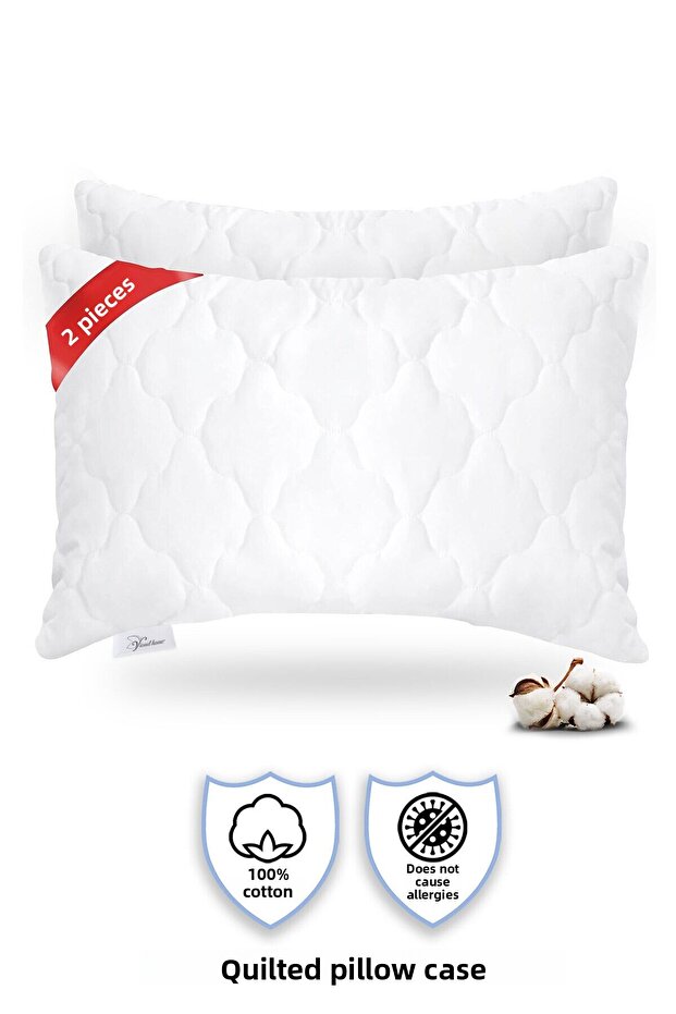 100% Cotton Quilted 2-Piece Pillow Mat Pad Protective Cover (50X70 CM)