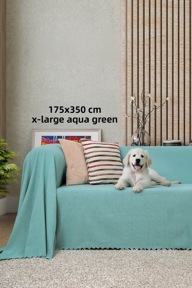 Non-Slip Seat Cover Reversible Microfiber Chenille 175X350 cm Xl- Water Green – Cat Dog and Child Do
