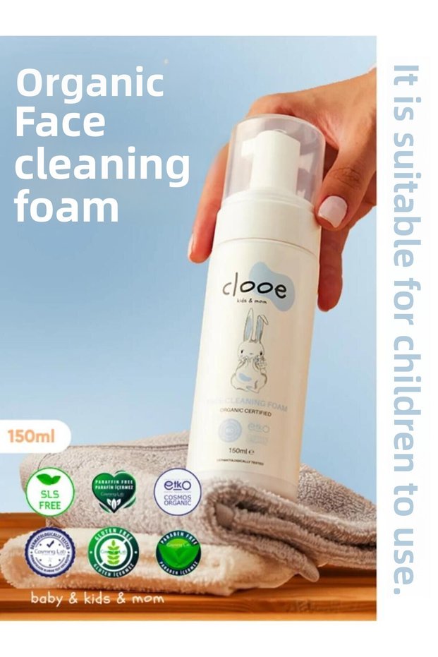 Clooe Organic Facial Cleansing Foam (150ML) - Adult & Child - Aloe Vera, Horse Chestnut, Licorice Root