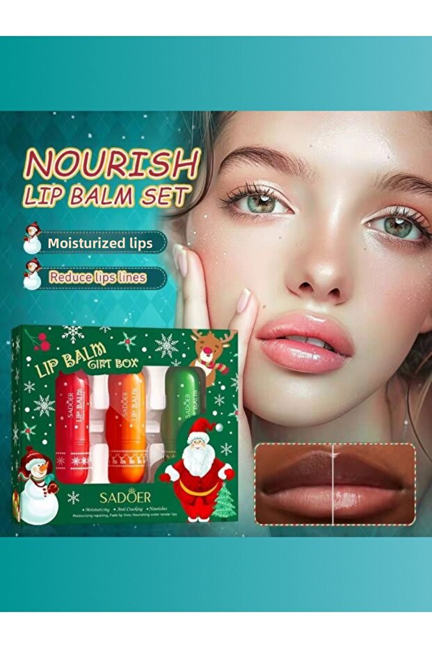 Stick Fruit Extract Softening Lip Balm for Dry and Cracked Lips 3 Pcs Christmas Gift Set