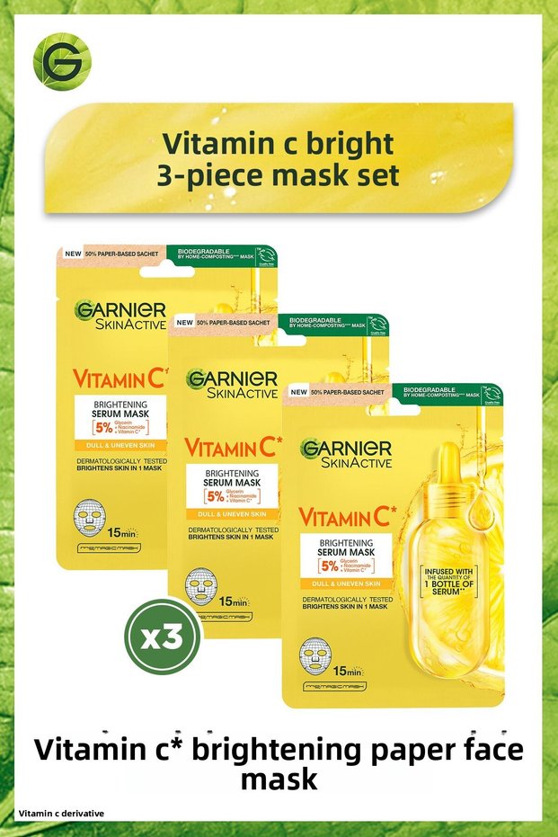 Brightening Vitamin C Paper Face Mask 3 Pieces (5% Glycerin, Niacinamide)