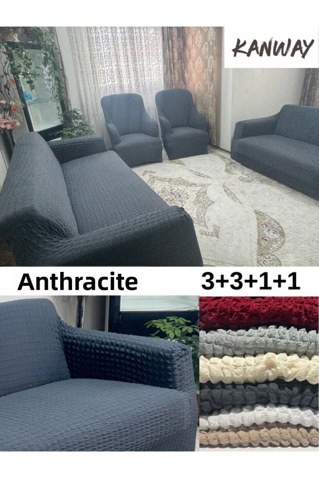 3+3+1+1 غطاء طقم أريكة Bürümcük. غطاء أريكة سرير قابل للتمدد بدون تنورة